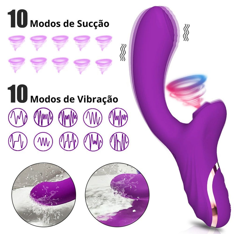 Vibrador Ponto G sugador de Clitóris 10 modos