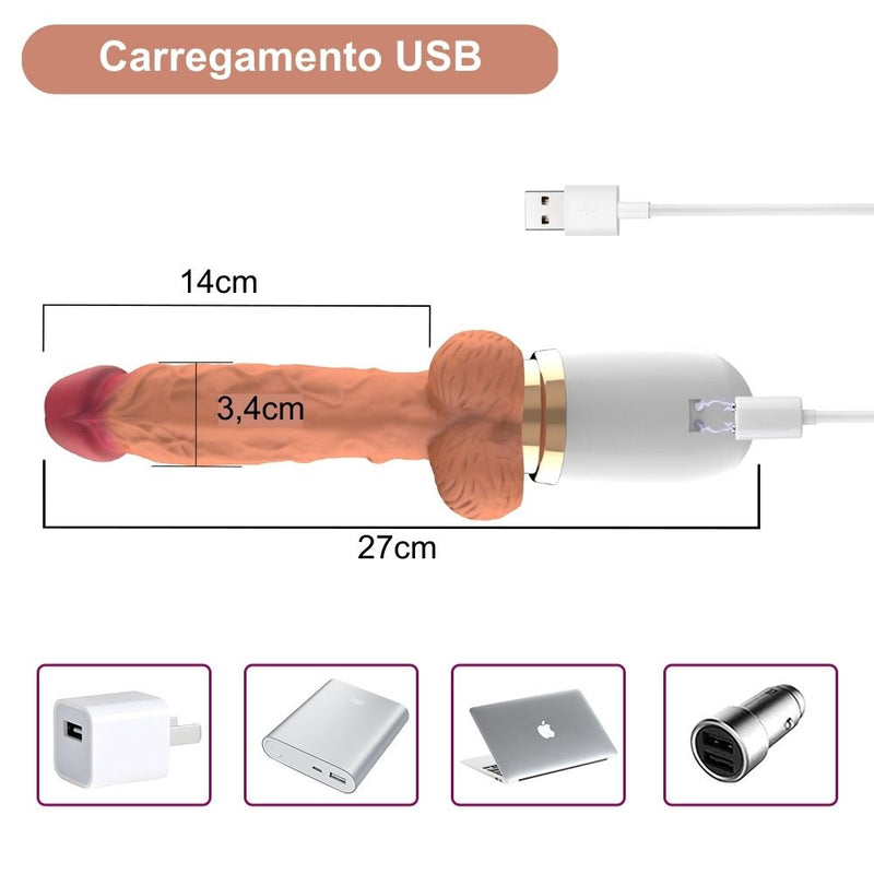 Alvira - Vibra + Modo Telescópicos + rotação + Dildo Realista